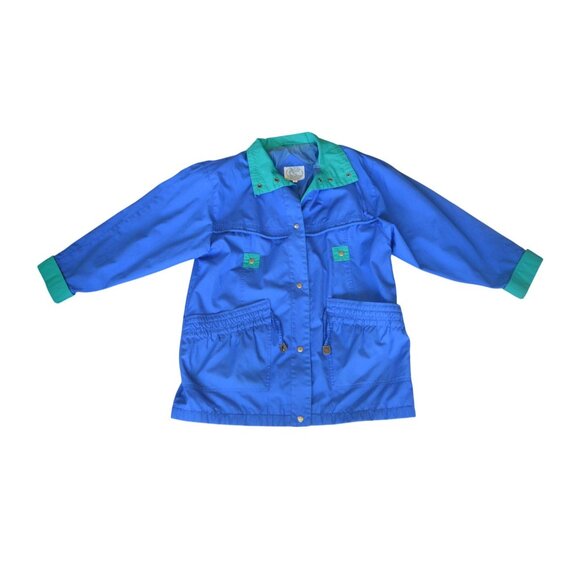 Vintage 80s 90s Current Seen Blue Teal Green Windbreaker Jacket Mens Size Medium - Picture 7 of 7
